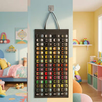 Stitched Pockets Toy Car Organizer Vertical Rows Felt Wall Organizer