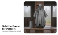 Multi-Use Rain Poncho Waterproof Hiking Poncho Compact Hooded Waterproof Cape for Backpackers, Campers, Backpacking, Travel