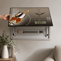 Hydraulic Lift Meter Box Decorative Painting with Clock for Living Room