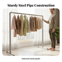 Steel Pipe Dehumidifying Rack Construction Industrial Pipe Clothes Rack Rust-Resistant Heavy Duty Clothes Stand for Balcony, Bedroom, Retail Display