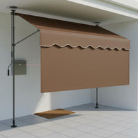 Aluminum Alloy Frame Manual Hand Crank Awning No-Drill Installation Retractable Patio Awning Waterproof Freestanding Sun Canopy Protection for Storefront, Garden