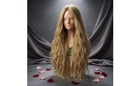 Breathable Cap 28 Inch Body Wave Hairpiece Adjustable Straps Heat Resistant Synthetic Hairpiece