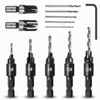 13 Pieces Woodworking Countersink Tool Set with Hex Shanks Pilot Hole Countersink Drill Bit Quick Change Wood Drilling Set Adjustable for Woodworkers, Carpenters, Cabinet Making, Furniture Assembly