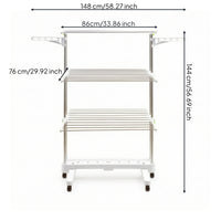 Rolling Clothes Dehydrating Rack Indoor Folding Clothes Dehydrating Rack Sturdy for Laundry Room, Balcony