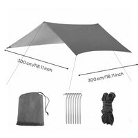 Silver Coated Tarp Water-Resistant Waterproof Sun Canopy SPF 50+ Camping Tarp Shelter for Beachgoers, Campers