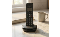 Numeric Keypad DECT Phone Compact Handset and Base Small Display Desktop Cordless Phone Black