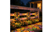 Waterproof Hollow Metal Projection Lantern Automatic On/deactivated Solar Powered Shadow Light Bronze Finish Outdoor Lighting for Pathway