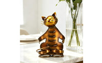 Bronze Finish Feline Seasoning Bottle Holder Decorative Feline-Shaped Metal Storage Holder