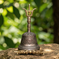 Brass Hand Call Bell Handmade Hand Bell with Clapper Antique Style for Buddhists, Collectors