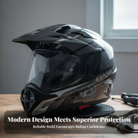 Full Face Sturdy Shell Twin Visor Motorbike Helmet Wide-Angle Vision for Motorcyclists, ATV Riders, Street Riding, Highway