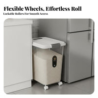 Moisture-Proof Rolling Rice Storage Bin Food-Grade Material Airtight Rice Dispenser with Wheels Space-Saving for Narrow Areas