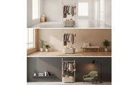 Mobile Clothes Rack with Cabinet Versatile Clothes Rack with Wheels Portable Coat Hanger Stand Floor-Standing for Bedroom, Entryway, Foyer