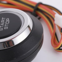 12V Motor Ignition Stop Button Black Face Flush Mount Ignition on-off Button Silver Trim Bezel Car Control Indicator Window