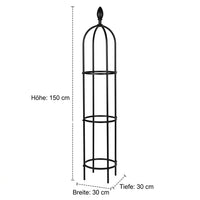 U-shaped Metal Trellis, 30cm, Black Trellis with Flower Top, Freestanding Plant Support, Rose Arch for Climbing Roses & Clematis