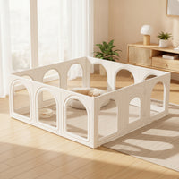 12 Pieces Freestanding Modular Pet Playpen Indoor Pet Fence with Door Clear Small Animal Pen Lightweight for Young Canines, Rabbits, Living Room, Apartment, Bedroom