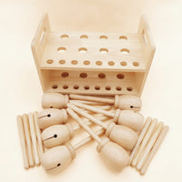 Wood Musical Toy with Storage Box Educational Rhythm Clapper Set Polished Percussion Instrument for Children