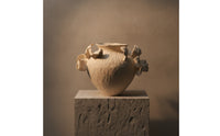 Ceramic Vase with Ruffled Protrusions Hand-Formed Organic Rounded Vase Sculptural Vessel for Entryway, Model Room