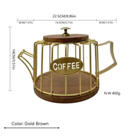 With Lid Teapot Capsule Holder Decorative Tabletop Piece Metal Coffee Capsule Container Easy Reach for Desk, Countertop