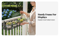 Decorative Scrollwork Fretwork Hanging Planter Space-Saving Hanging Railing Basket Adjustable fasteners Plant Stand Easy Installation for Apartment Dwellers, Gardeners, residents, Balcony, Windowsill, Fence, Patio