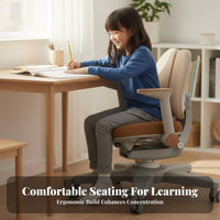 responsive spine Support Ergonomic Kids Chair Adaptive Double spinerest Adjustable Student Chair Breathable Mesh Fabric Desk Seat Built-in Footrest for Students, Parents, Study Room, Home, Bedroom, Playroom