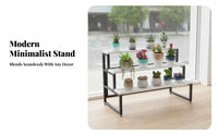 Movable with Wheels Tiered Plant Ladder Stepped Layout 3-Tier Plant Stand Locking Casters Flower Rack Multipurpose for Florists, Gardeners, Homeowners, Balcony, Outdoor, Indoor, Living Room