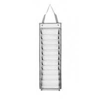 Oxford Cloth 12-Slot Hanging Organizer Metal Hooks PVC Pocket Storage Bag Strap Hanger Wall Hanging Storage Organizer Vertical Pockets