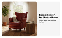 USA-inspired Country design Upholstered high-spine wing chair Armchair Comfortable Upholstered high-spine wing chair High spine Support Single Sofa Thick paddinged Seat for Homeowners, Professionals, Readers
