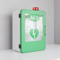 Emergency Entry AED Storage Cabinet Clear Window AED Cabinet Glass Door Defibrillator Alarm Box Lockable for Public Places, Schools, Offices