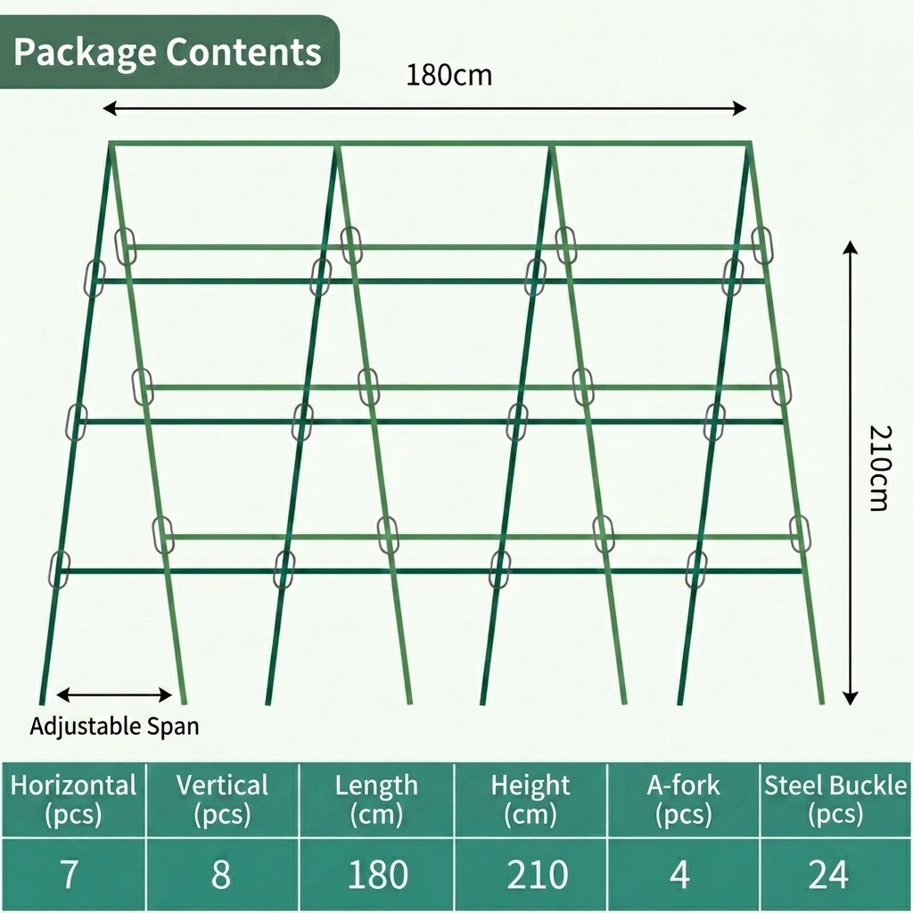 Garden Trellis with Netting for Cucumber Trellis and Raised Bed, Heavy Duty Coated Steel Tube Plant Support, Polished Garden Stakes for Plants