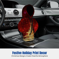 Christmas Gear Shift Cover, Car Gear Knob Hoodie, Festive Print, Polyester, Decorative Sleeve