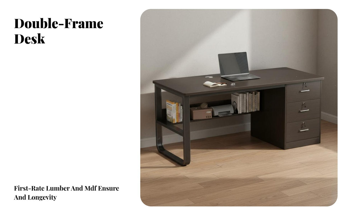 Multiple Storage Computer Desk with Drawers Minimalist Design Computer Desk Space Saving Writing Table with Drawers Wide Desktop for Students, Adults, Teens, Dorm Room