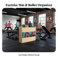 Space-Saving Exercise Mat Storage Rack Multi-Slot Design Exercise Mat Organizer Sturdy Construction Foam Roller Storage Rack Sturdy for Pilates Studio