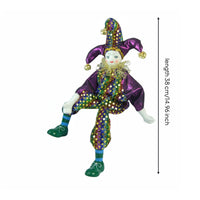 Dangling Leg Clown Doll Detailed Costume Ceramic Clown Doll Hand-Painted Face