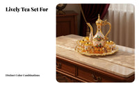 8 Pieces Castle Pattern Beverage Pot Set Soft Luxury Ornate 8 Piece Spirit Set Vintage Beverage Flagon Set Elegant Design