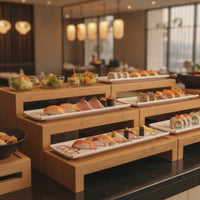 Sushi Plate with Hand-Painted Decoration Rectangular Sushi Plate Sashimi Platter Narrow Serving Tray Ceramic for Home Hosts