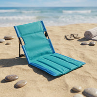 Reclined Foldable Chair with Padded Seat Lightweight Low-Slung Camp Chair Cushioned Furniture for Beachgoers