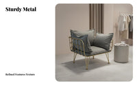 Industrial Design Wireframe Armchair Light Luxury 5-Seater Modular Sofa Minimalist Aesthetic Lounge Seating Effortless Assembly for Interior Designers, Apartment Dwellers, Living Room, Reception Area, Entertainment Space, Reading Nook