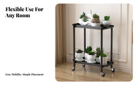 360° Rotating Wheels Multi-Tier Rolling Plant Stand Strong Load-Bearing Multi-Tier Rolling Stand Space-Saving Display Shelf Easy to Move for Apartment Dwellers, Home Decorators, Homeowners, Balcony, Living Room, Indoor, Office