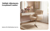 Cushioned Makeup Chair Shell-Shaped rearrest Scalloped rear Chair Upholstered Gold-Tone Legs for Home Decorators, Homeowners