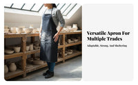 Wear Resistant Denim Work Apron With Pockets Heavy Duty Shop Apron Breathable Material for Artists, Baristas, Garage