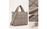 Puffer Tote Bag Adjustable Quilted Tote Bag Puffer Purse Detachable Versatile for Travelers, Everyday Use, Travel