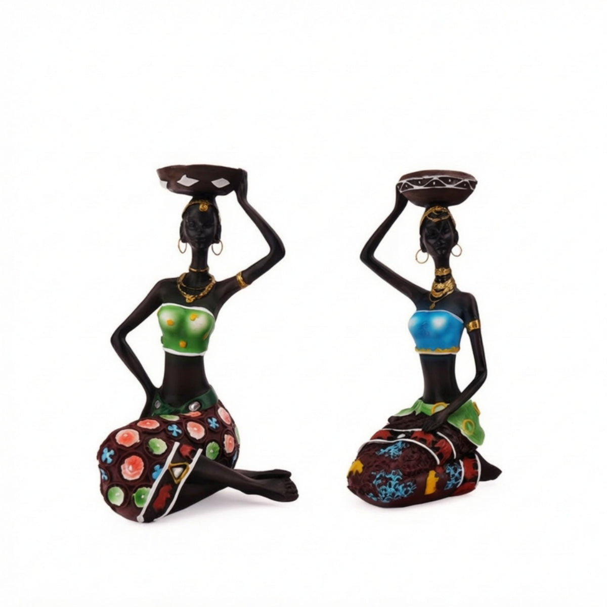 2 Pieces Female Figure Candle Holders Tabletop Figurine with Candle Holder Decorative Statue for Art Lovers, Living Room