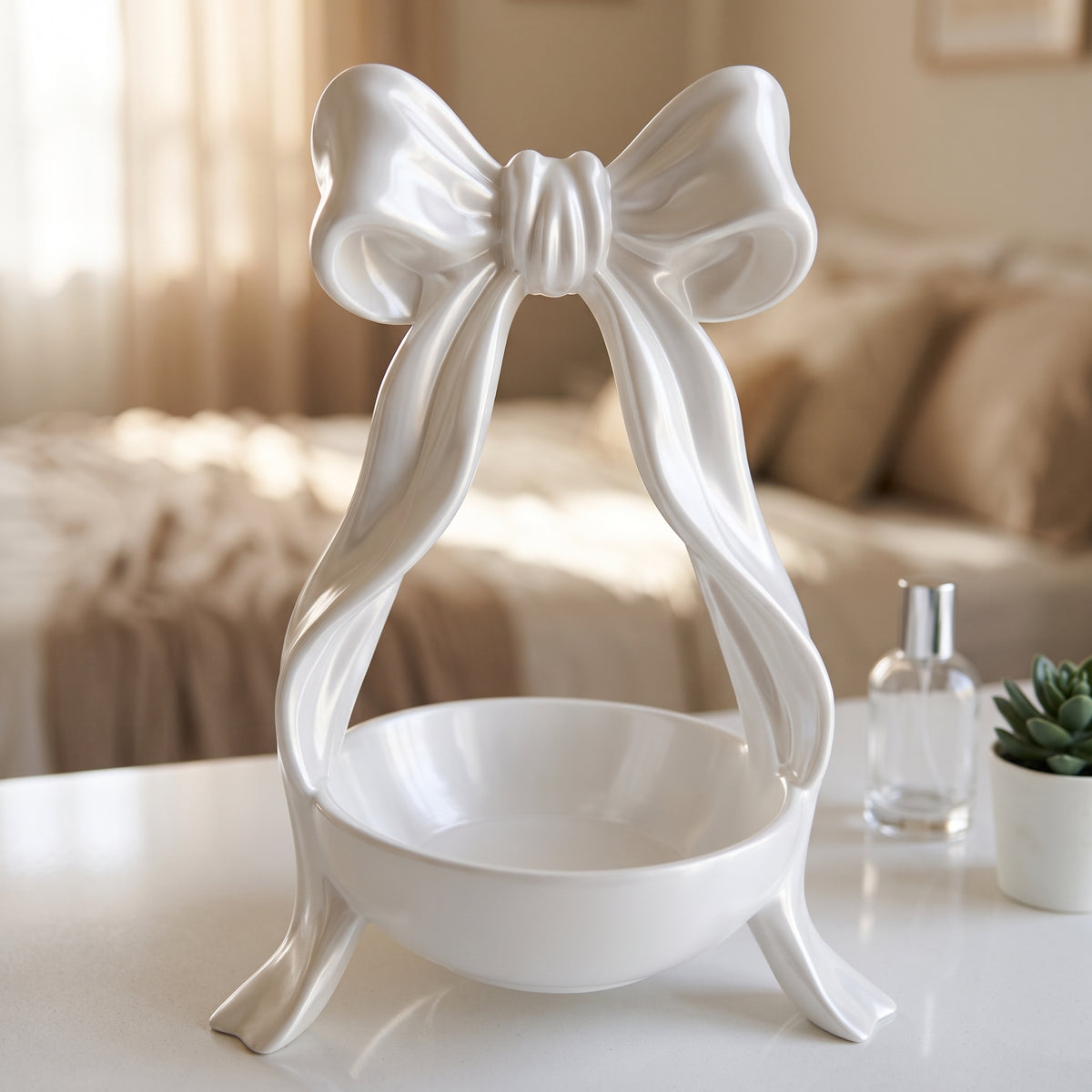 Bowknot Jewelry Display Stand for Necklaces, Rings, and Earrings - Desktop Organizer for Dressing Table