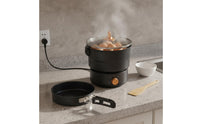 Two-Way Voltage (110V-220V) Collapsible Electric Cooking Pot Multi-Functional Split-Design Travel Cooker Folding Handle Split Design Travel Cooker Easy to Clean for Students, Camping