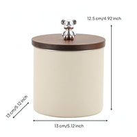 Sealed Food Canister with Wood Lid Elegant Stainless Steel Storage Canister Decorative Pantry Container Sturdy for Home Cooks, Kitchen Countertop