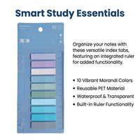 Index Stickers Transparent Ruler Tabs for Students, Clear Sticky for Binders and Textbooks, Removable Bookmark for Studying
