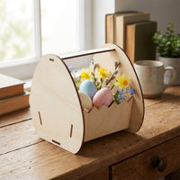 DIY Wooden Easter Basket Child-Friendly Wooden Easter Craft Creative Fun Paintable Egg Holder for Families, Crafters, Party, Classroom Projects, Home