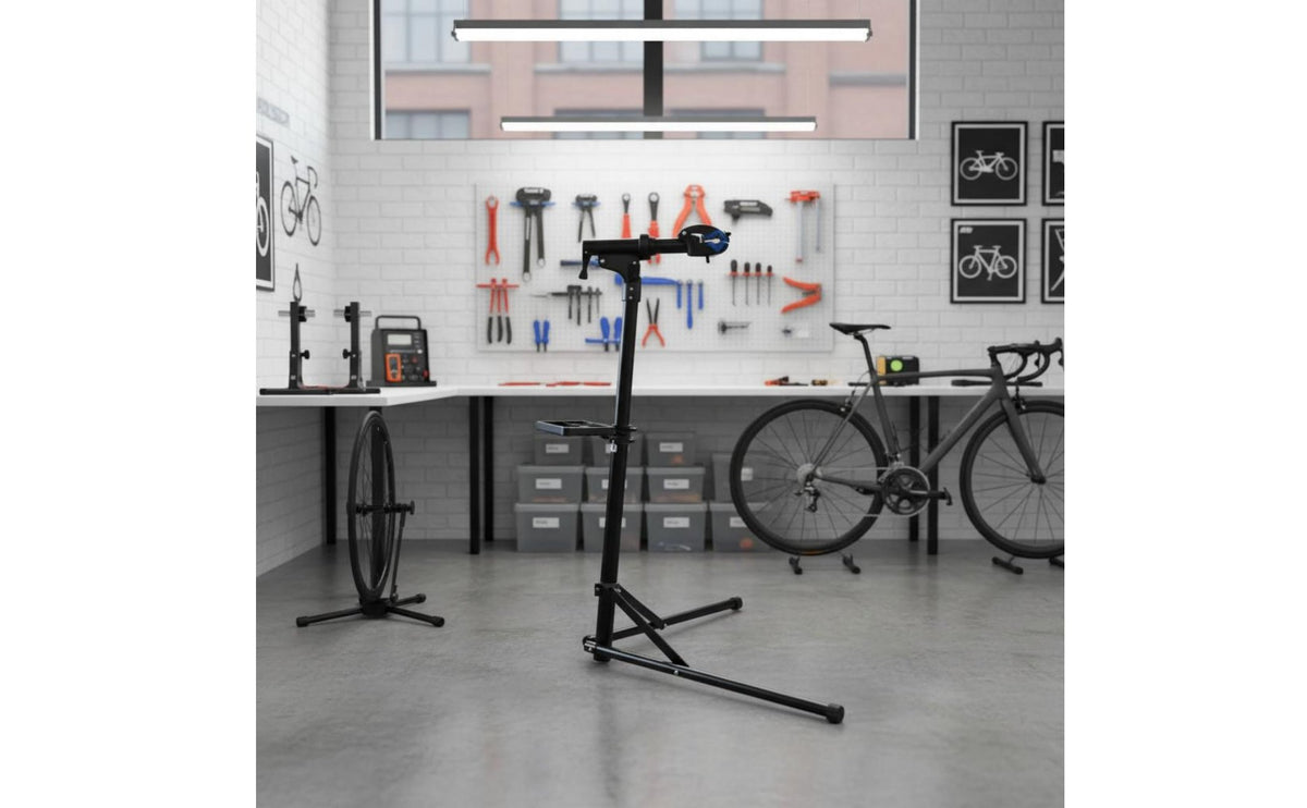 Adjustable Bike Repair Stand Aluminum Alloy Cycle Repair Stand Stable Base 360 Degree Rotating Clamp for Cyclists, Indoor