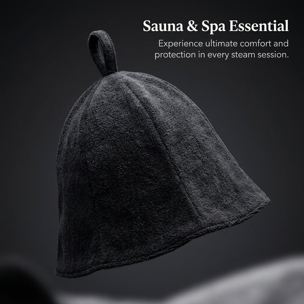 Sauna Hat for Women and Men with Double Layer Design for Steam Room, Reusable Polyester Terry Cloth Cap for Heat Protection