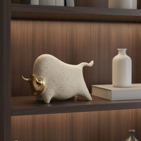 Bull Figurine Gold Sculpture Modern Decor for Desk